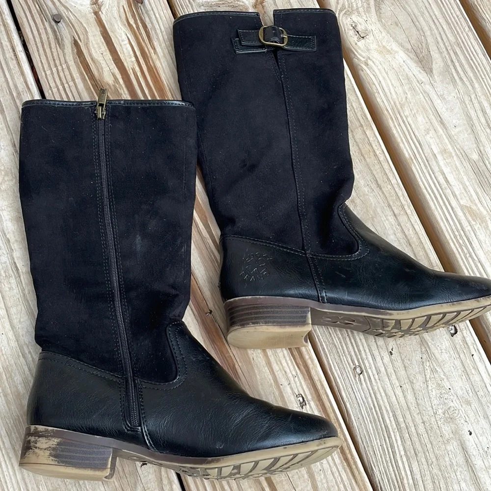 Lucky Brand Willa Girls Black Riding Boots Size 4M